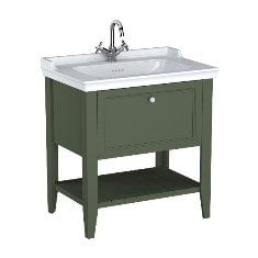 Vitra Valarte Neo 65815 Lavabo Dolabı 80 Cm, Çekmeceli, Etajerli Lavabolu, Tek Armatür Delikli, Retro Yeşil